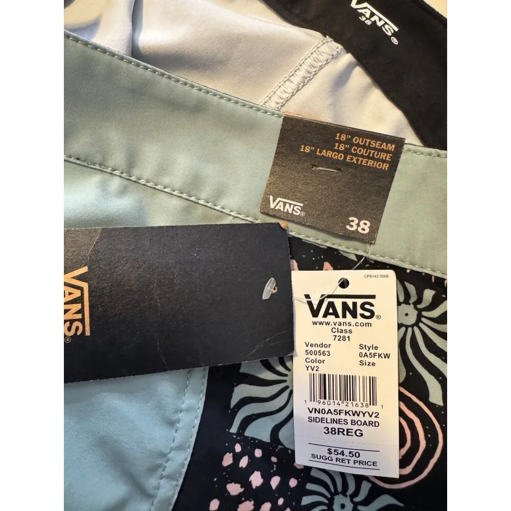 Vans Sidelines Board Shorts Size 38 Men’s “Off The Wall” NWT $54 Swim Pockets
